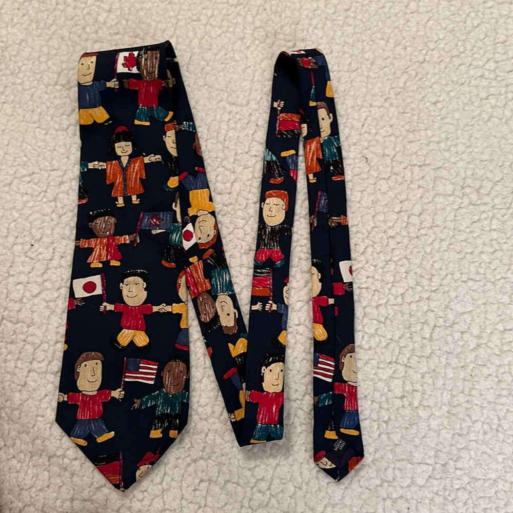 Save The Children Lead The Way For Peace Neck Tie Adult Mens Blue 100% Silk